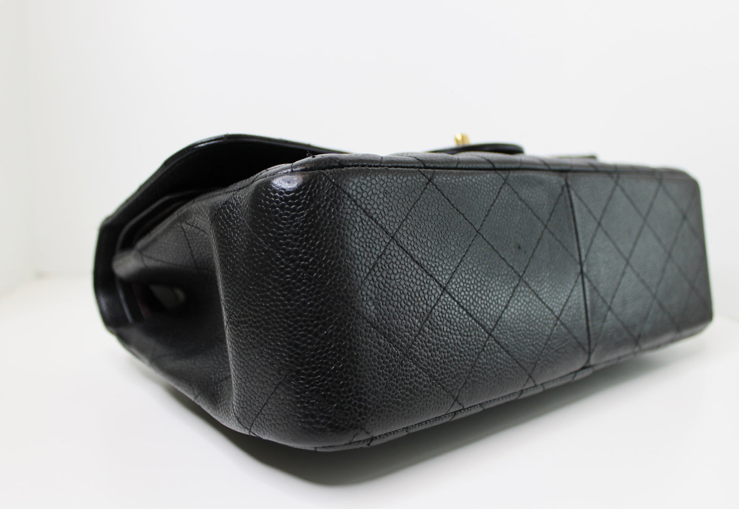 Chanel Black Caviar Quilted Jumbo Double Flap