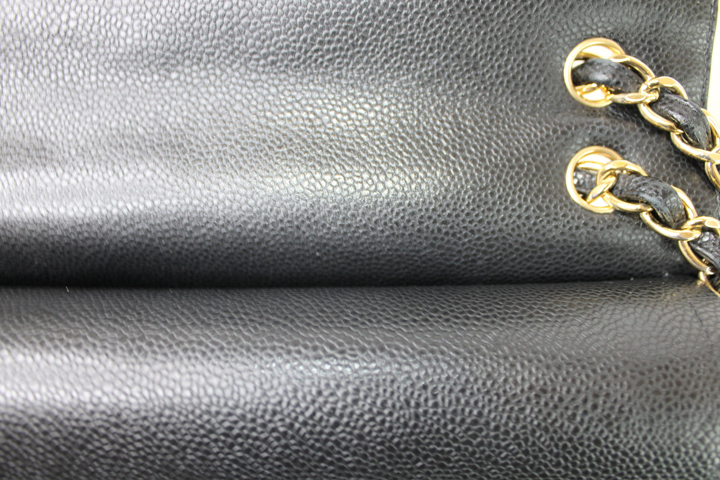 Chanel Black Caviar Quilted Jumbo Double Flap