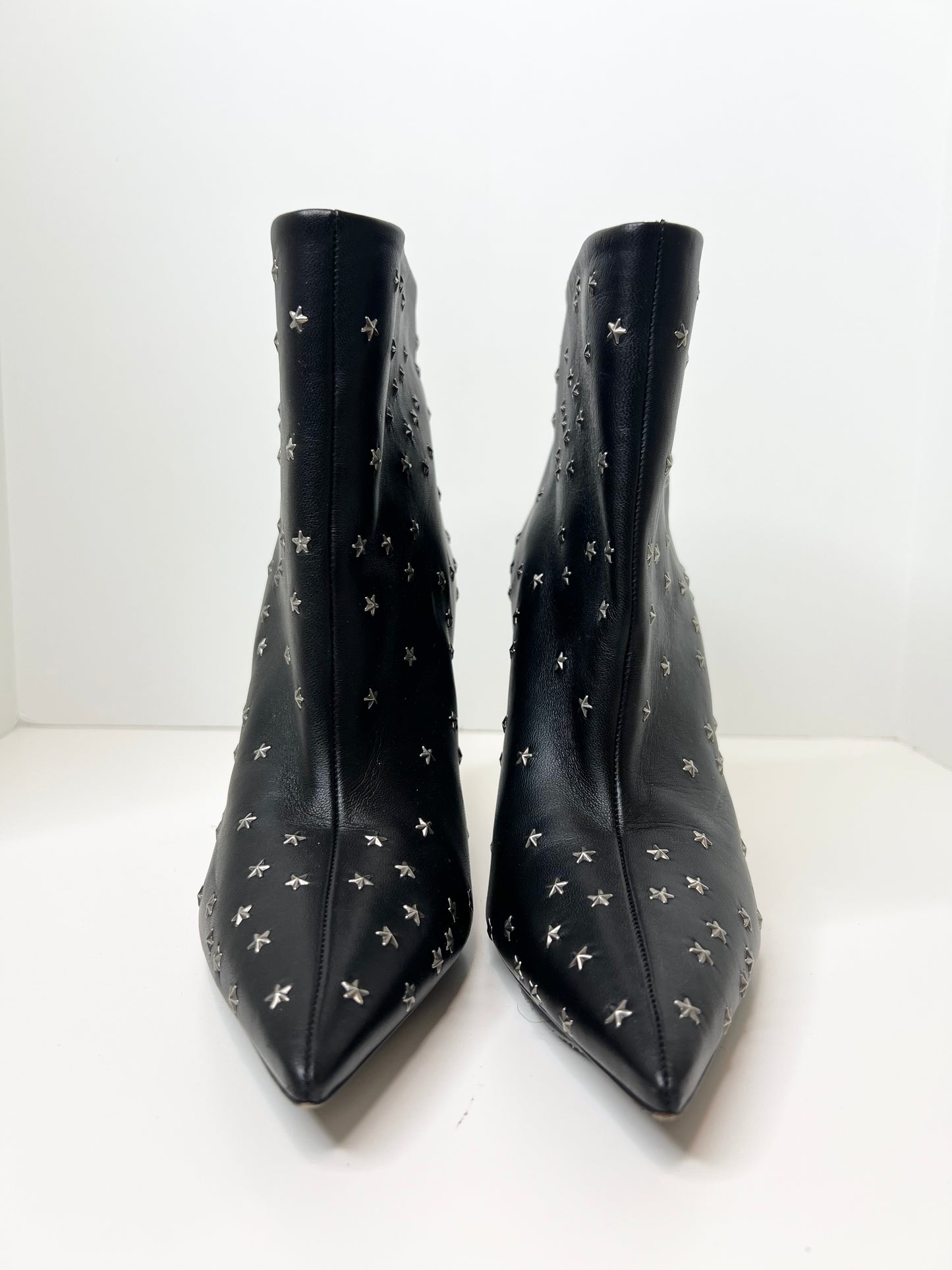 Saint Laurent Pierre Star-Embellished 95 Leather Boots, Size 40