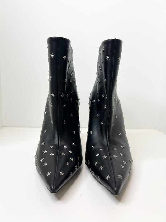 Saint Laurent Pierre Star-Embellished 95 Leather Boots, Size 40
