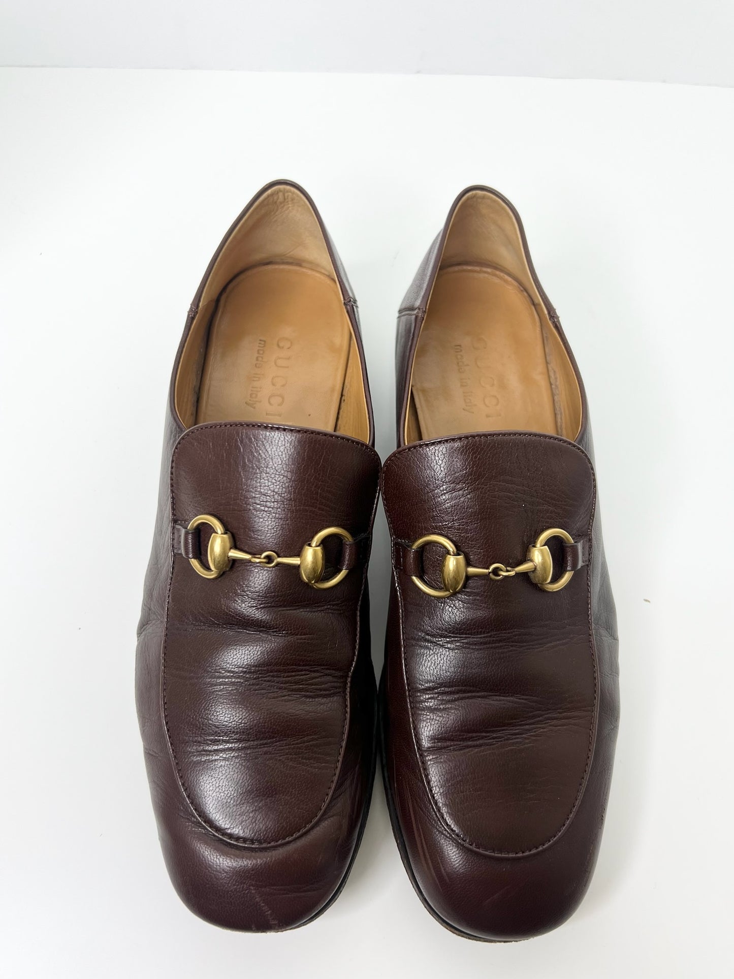 Gucci Brown Goatskin Men's Horsebit Loafers, Size 7