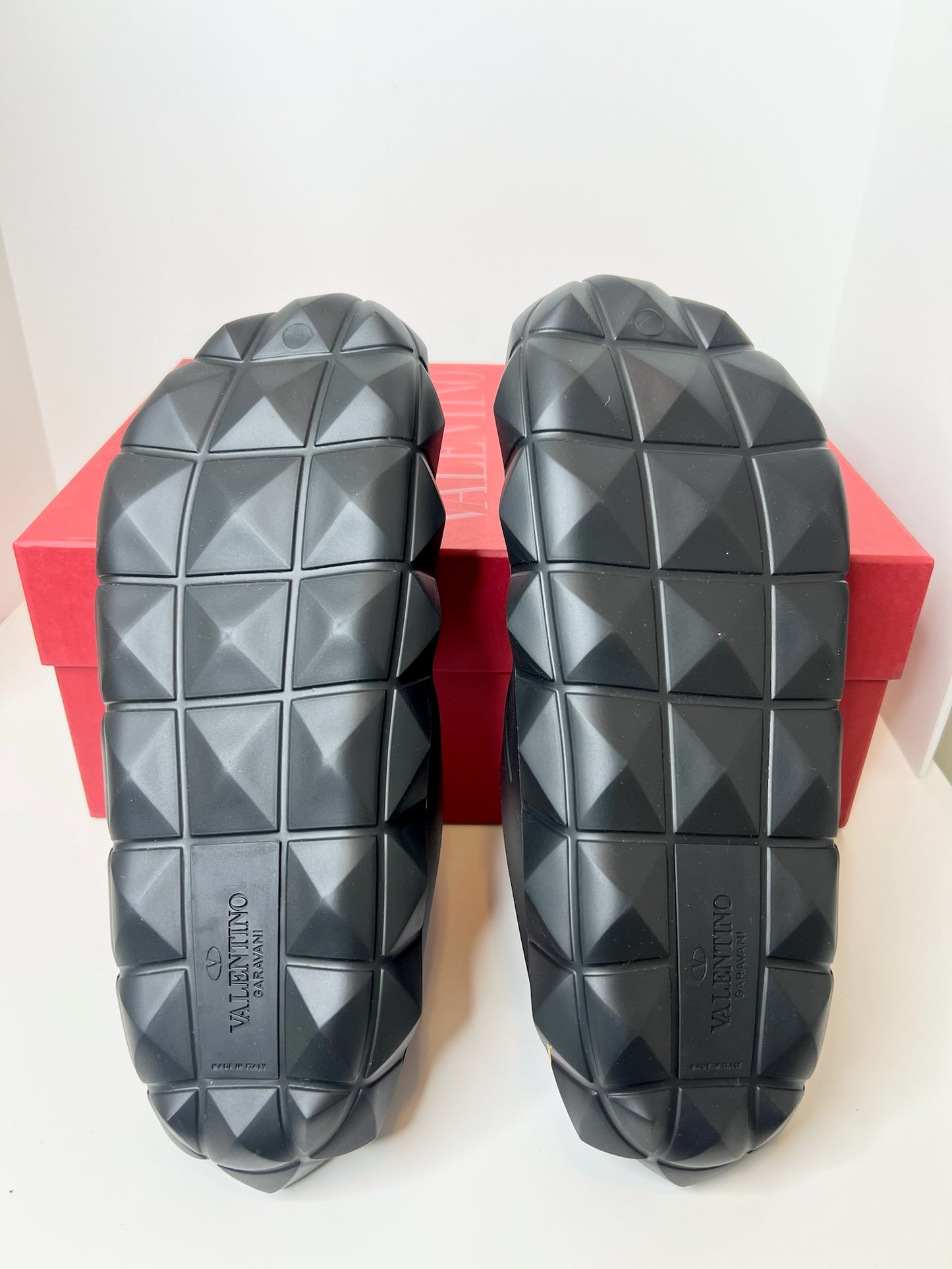 NWT! Valentino Men's Black Roman Stud Turtle Rubber Clog, Size 43