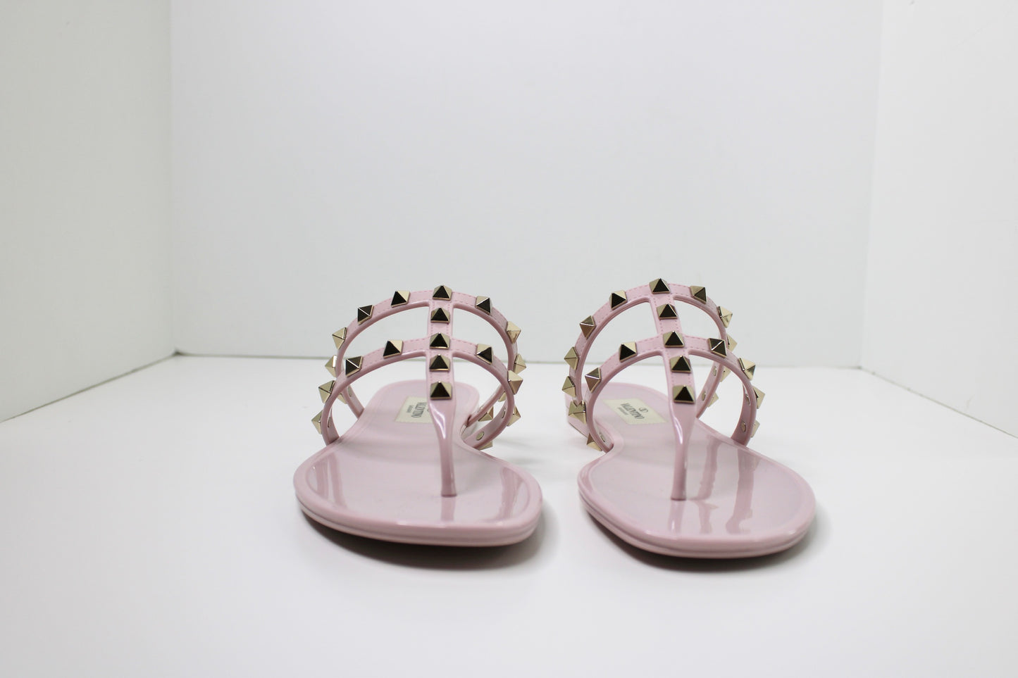 Valentino Garavani Rockstud Flat Rubber Sandal, Size 37