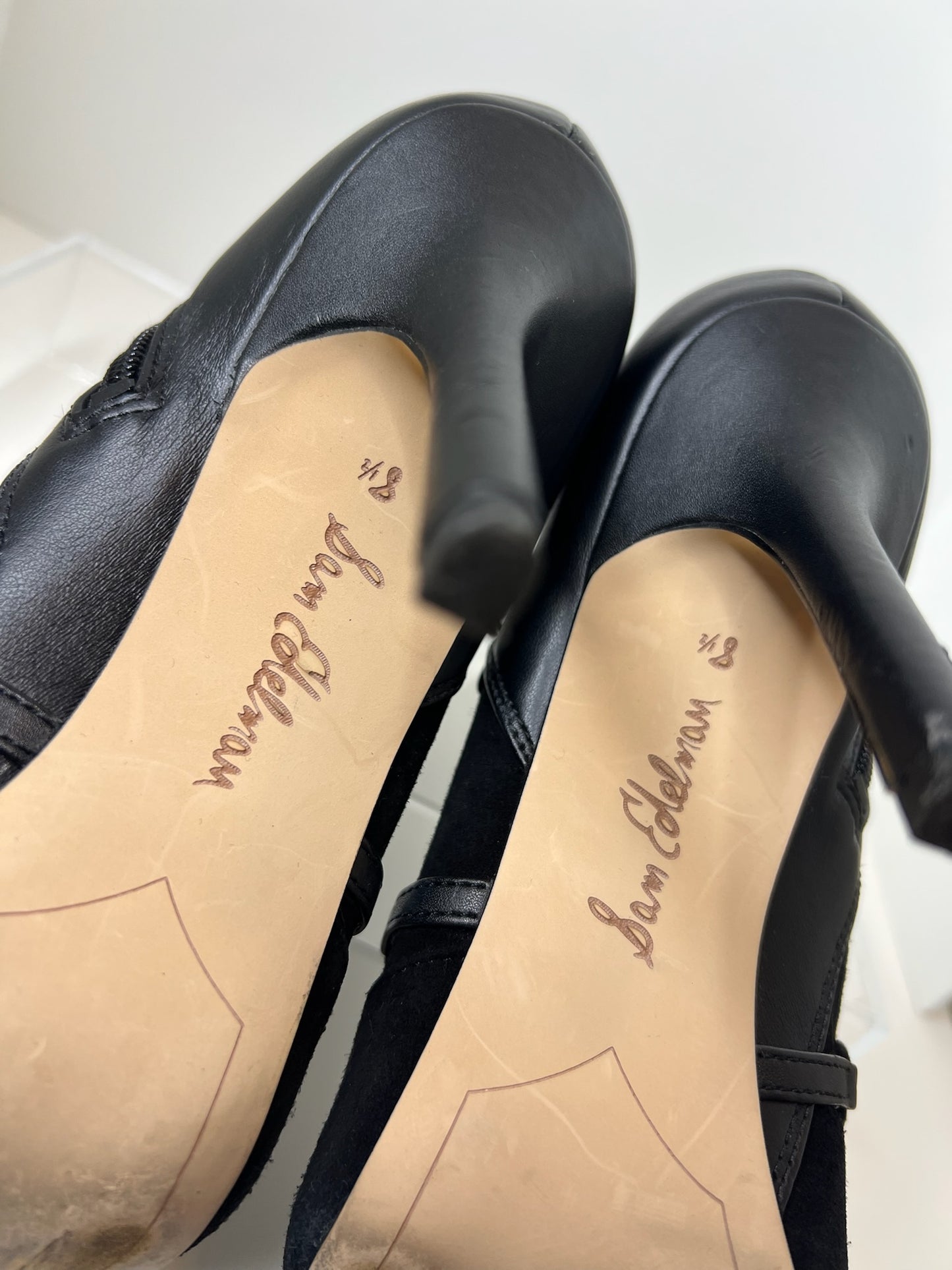 Sam Edelman Black Peep-Toe Booties, Size 8.5
