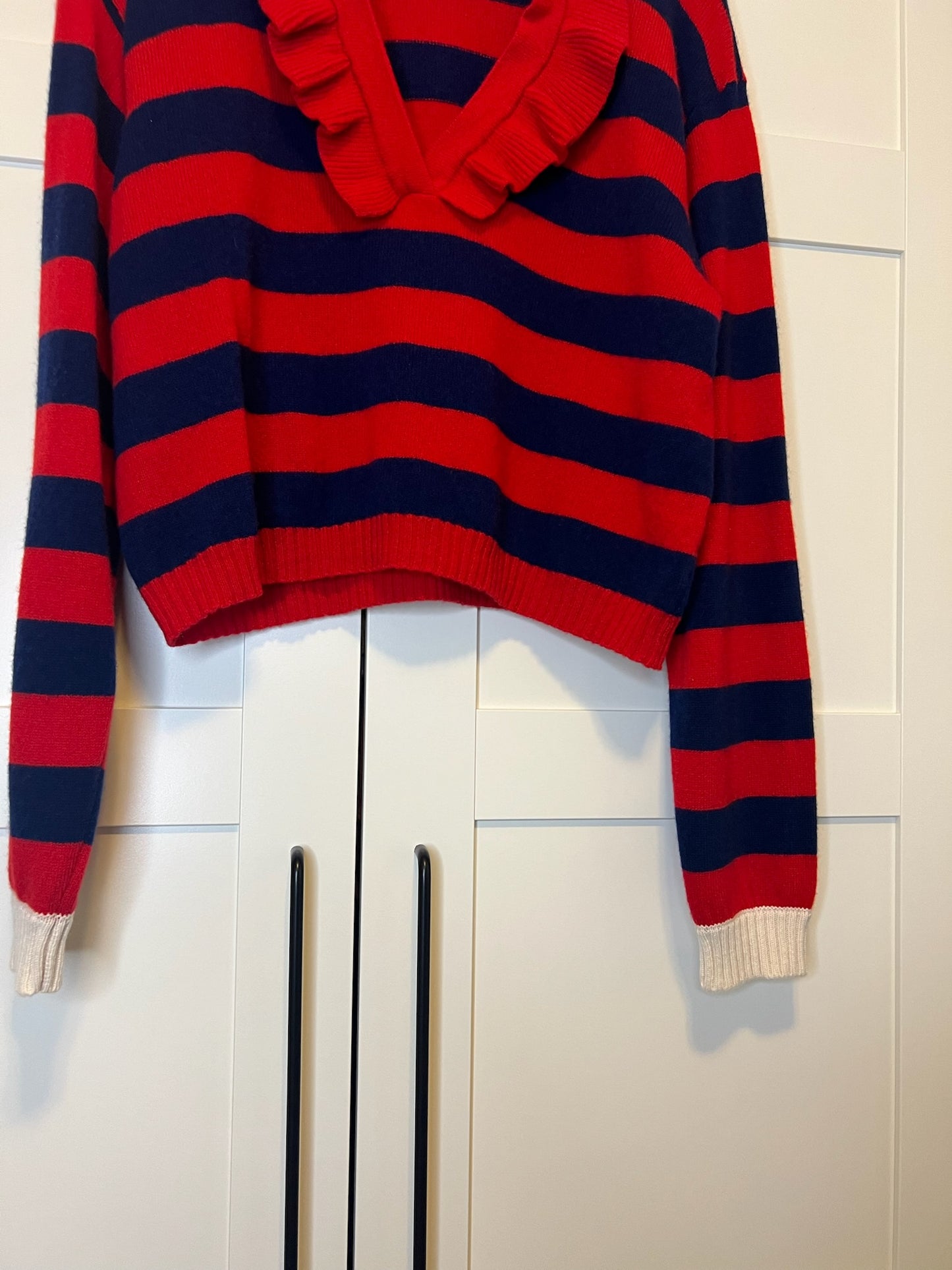Philosophy Di Lorenzo Serafini Ruffled Striped Sweater, Size 42