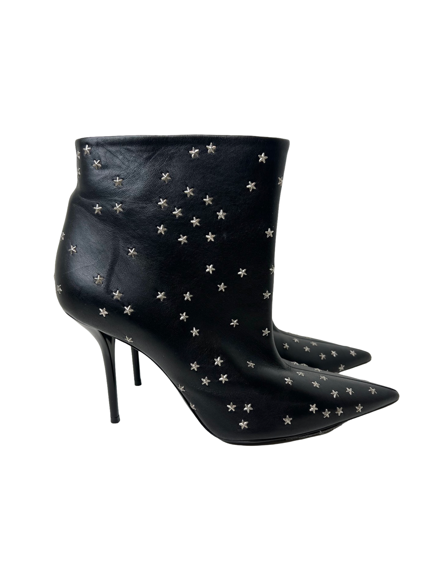 Saint Laurent Pierre Star-Embellished 95 Leather Boots, Size 40