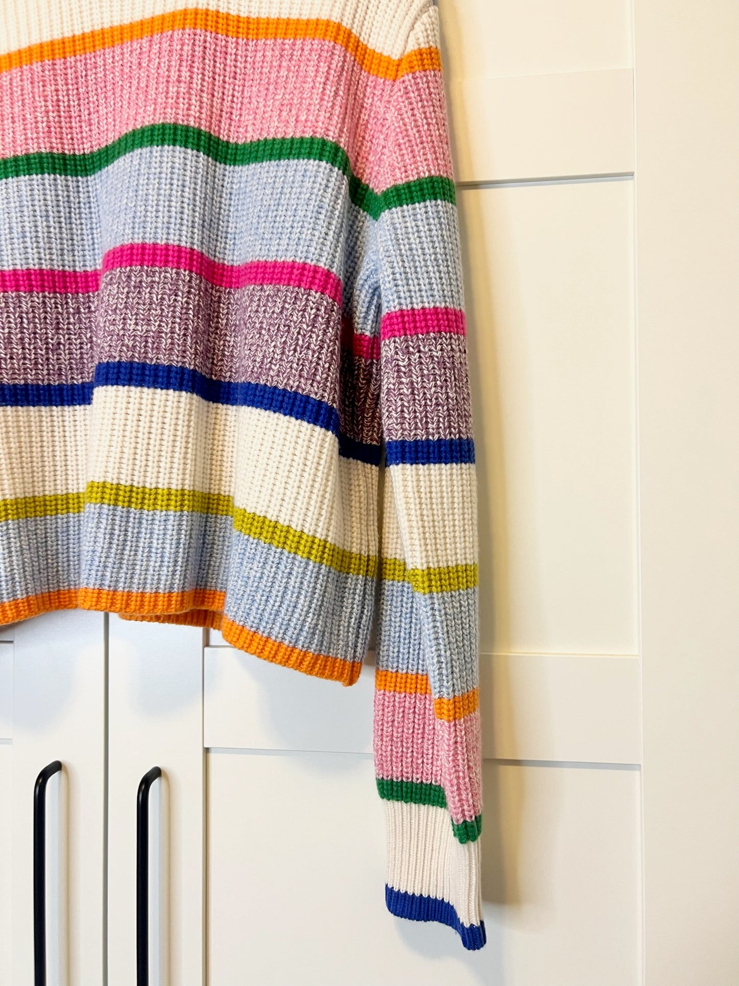 La Ligne Colorful Stripe Crewneck Sweater, Size L