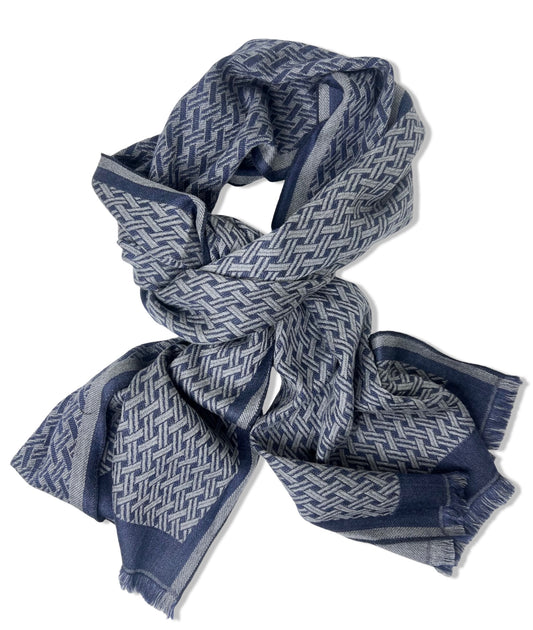Ike Behar Blue and Gray Scarf