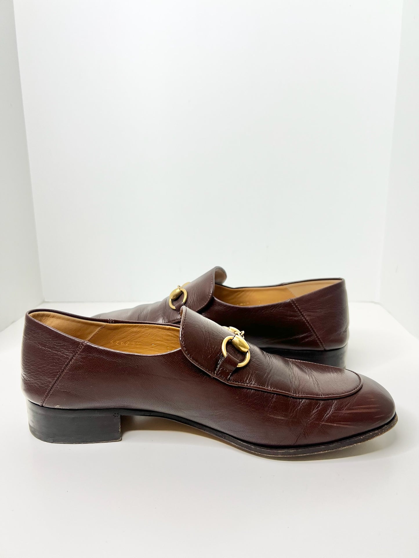 Gucci Brown Goatskin Men's Horsebit Loafers, Size 7