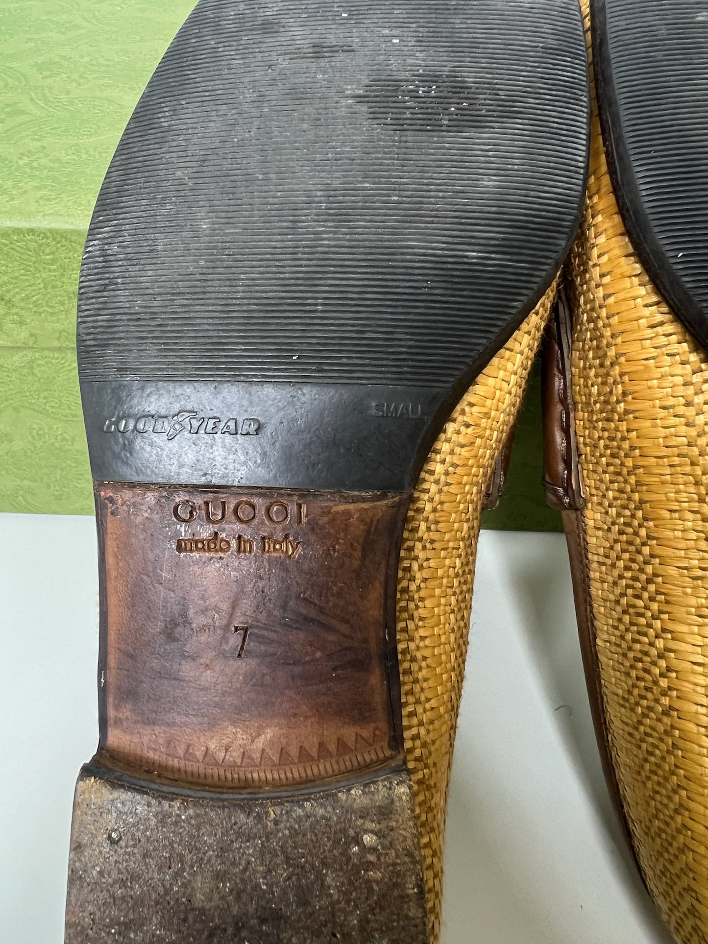 Gucci Horsebit Raffia Loafers, Size 7