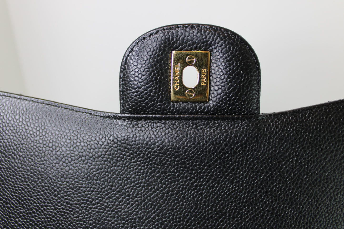 Chanel Black Caviar Quilted Jumbo Double Flap