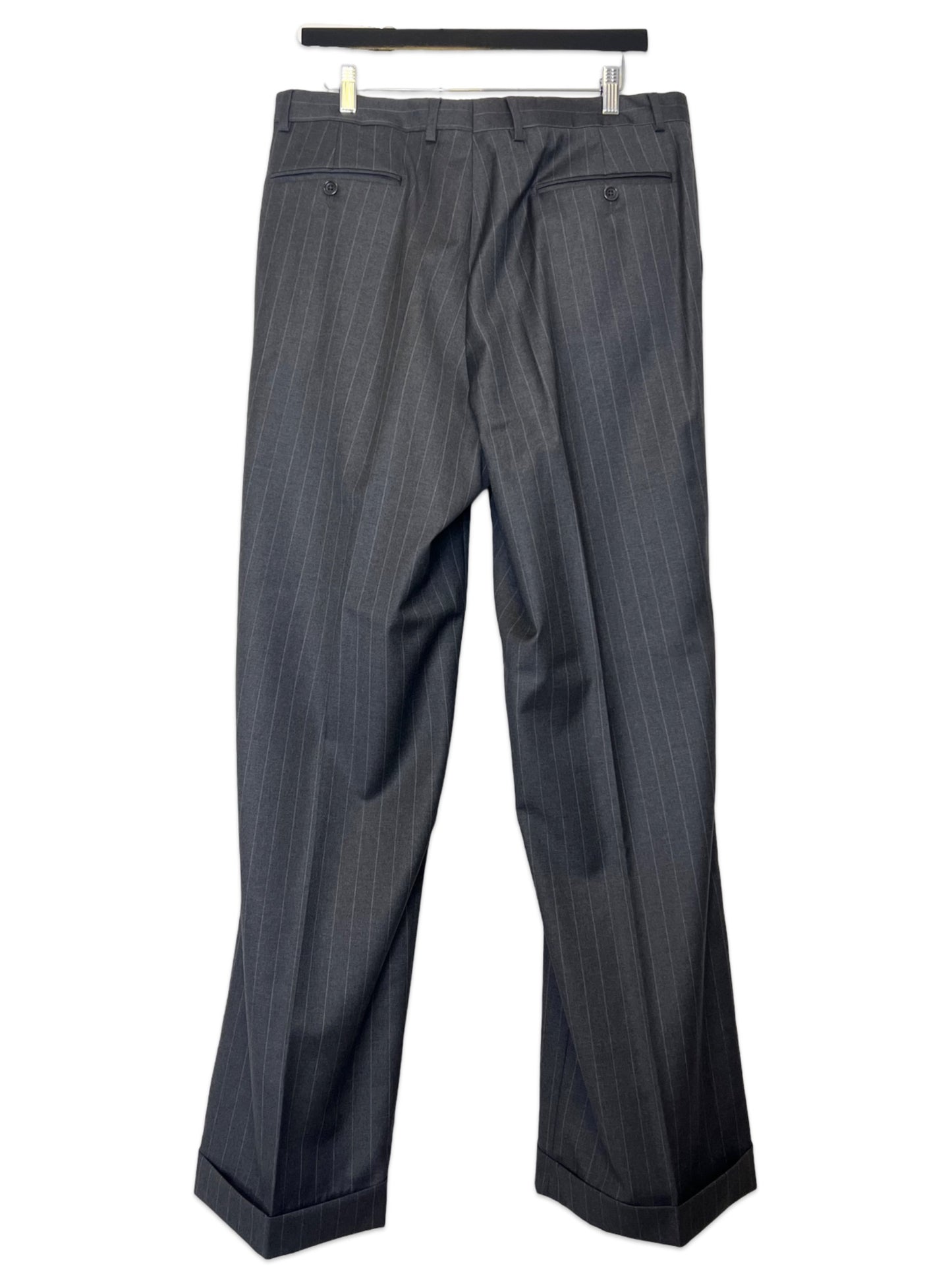 Gianni Manzoni Super 140s Italian Gray Wool Stripe 2-Piece Suit (Jacket and Pants), Size 42