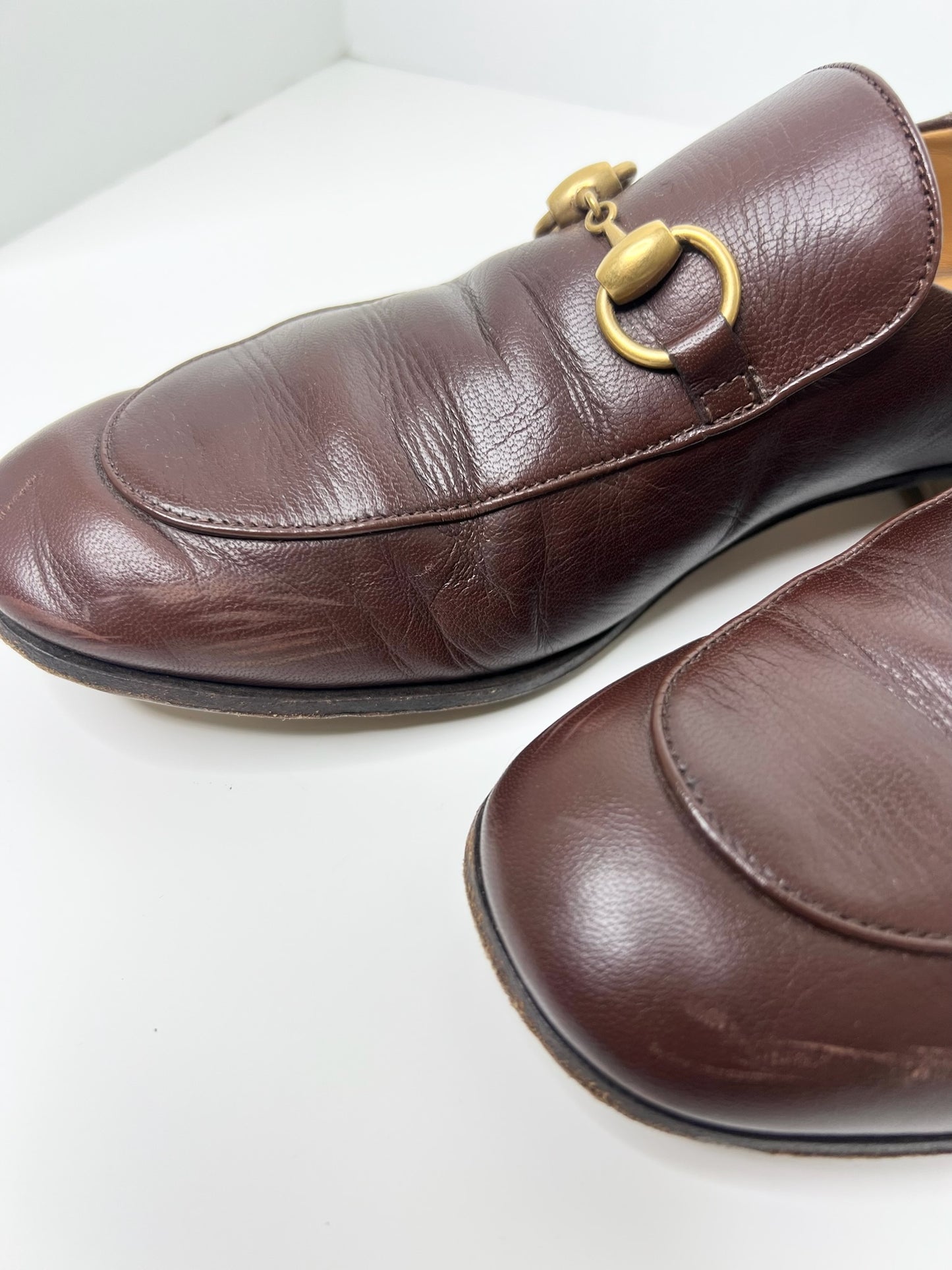 Gucci Brown Goatskin Men's Horsebit Loafers, Size 7