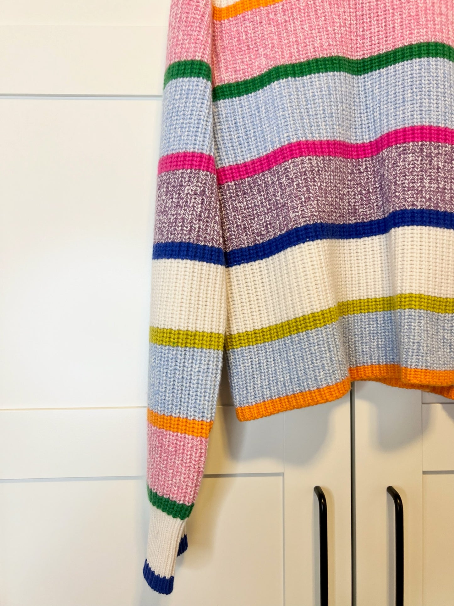 La Ligne Colorful Stripe Crewneck Sweater, Size L