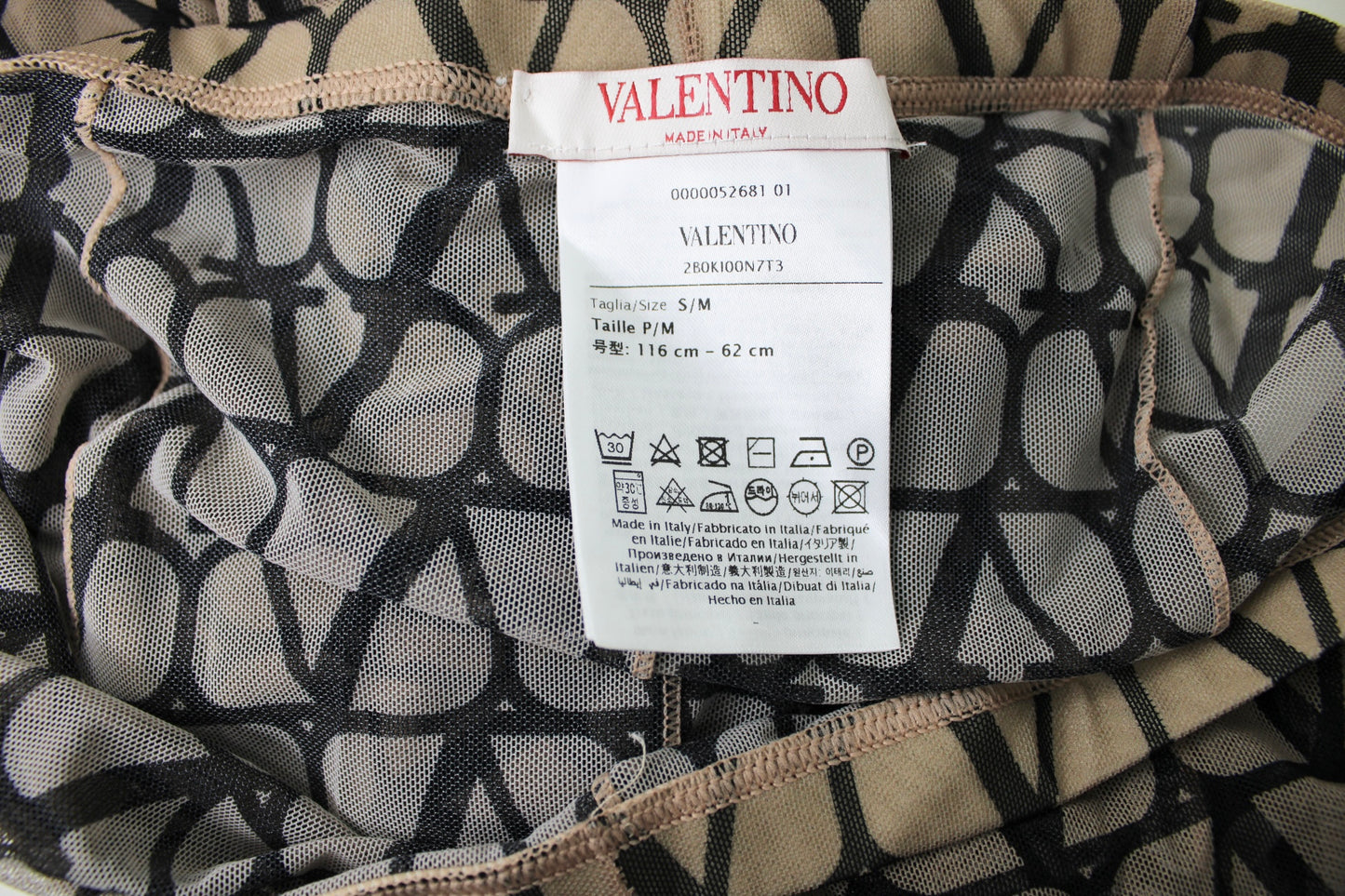 Valentino Garavani Toile Iconographe Tulle Tights, Size S/M
