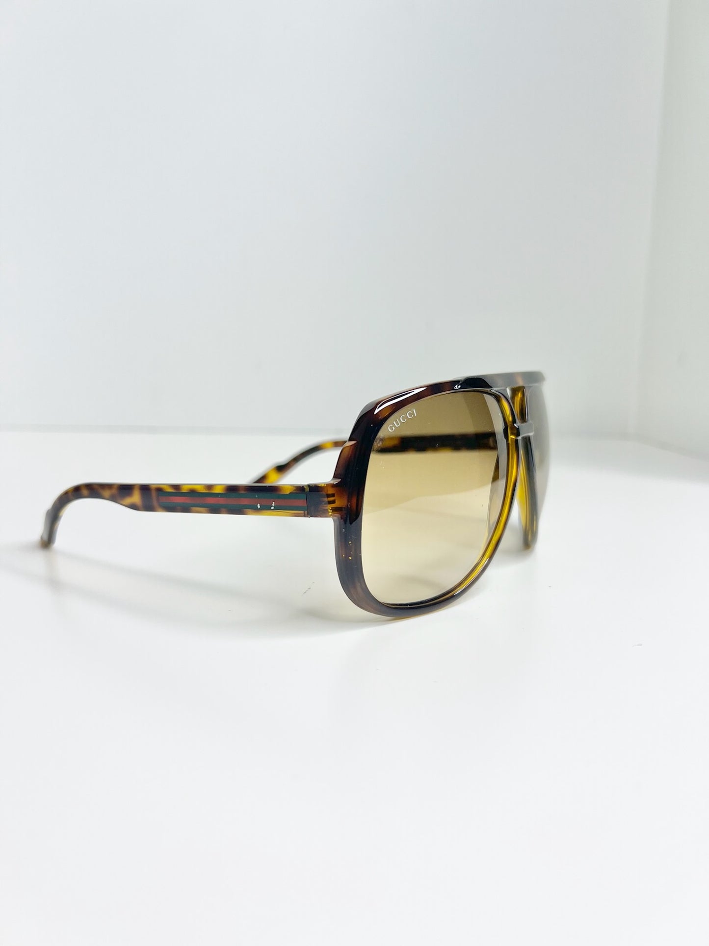 Gucci 1622 Tortoise Brown Aviator Frame Sunglasses