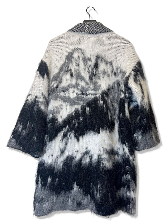 NWT! Zara Black and White Watercolor Cardigan, Size XS-S