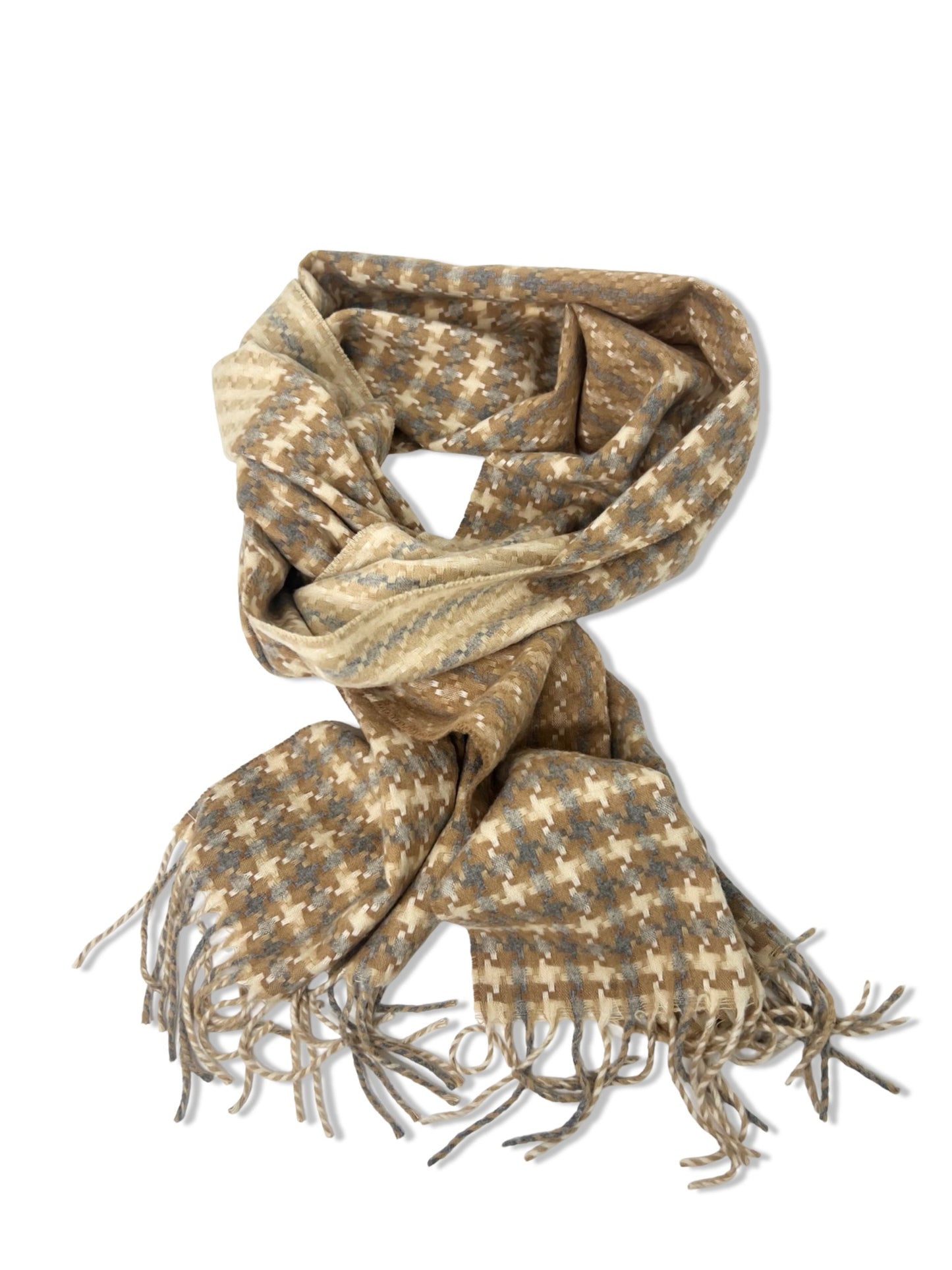 100% Cashmere Tan & Gray Scarf