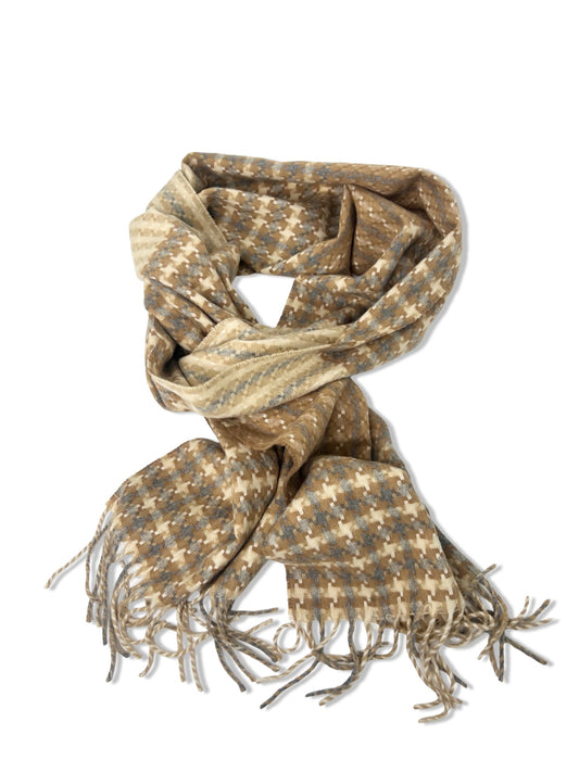 100% Cashmere Tan & Gray Scarf