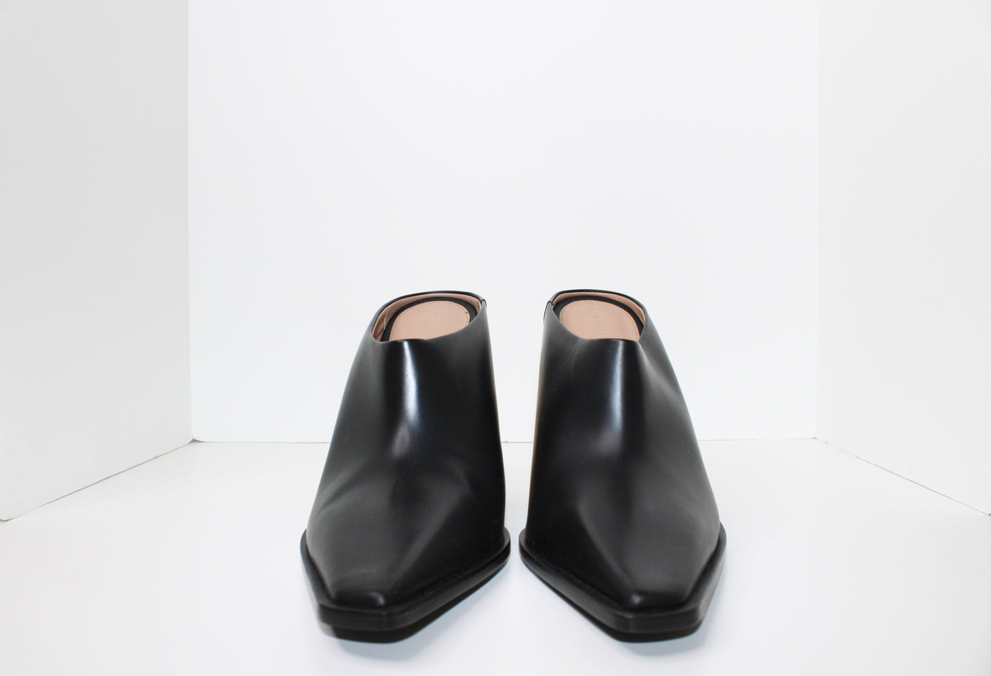 Bottega Veneta Black Tex Pointed-Toe Mules, Size 40