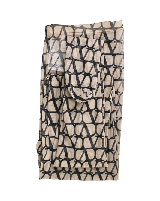Valentino Garavani Toile Iconographe Tulle Tights, Size S/M