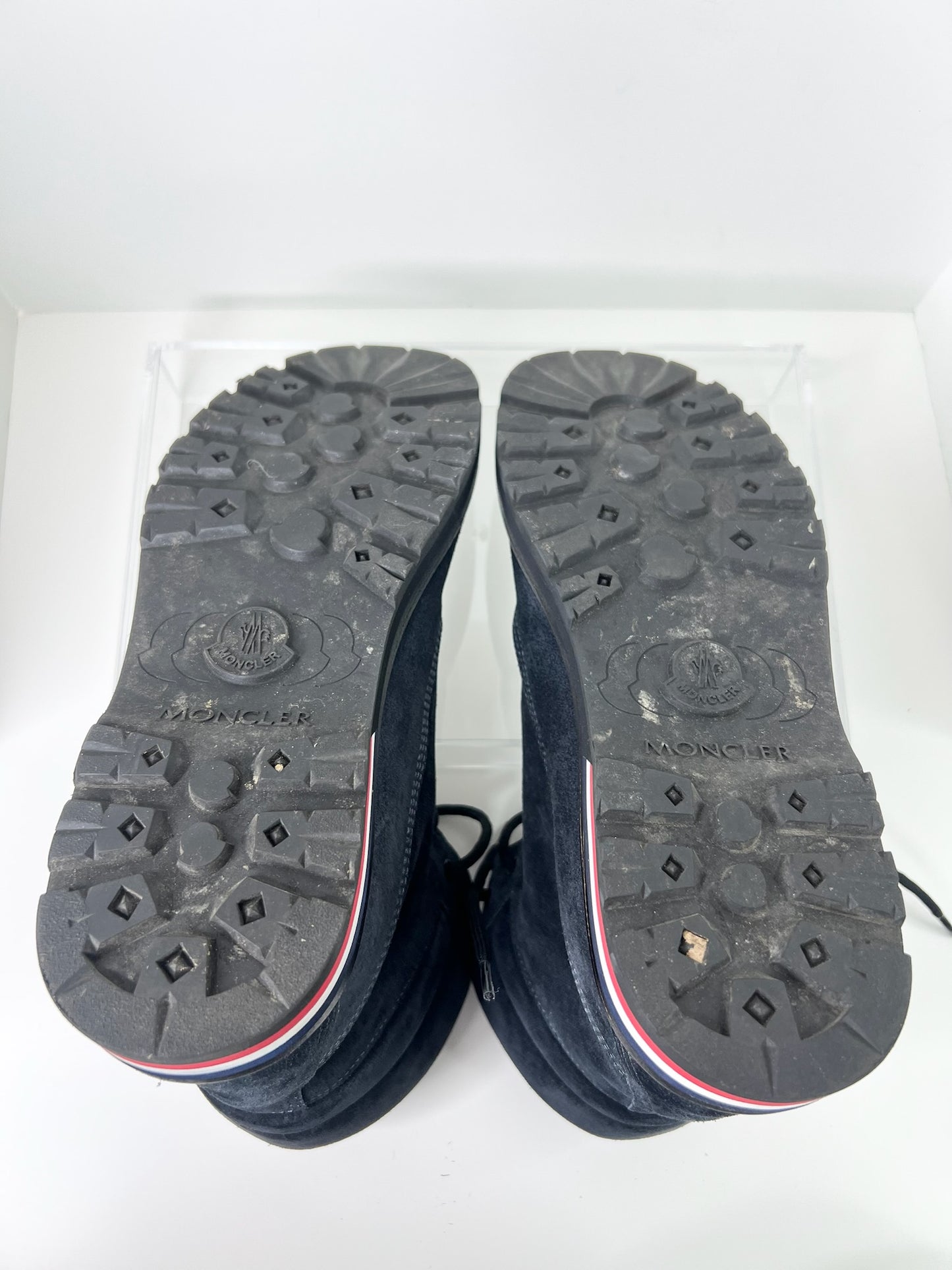 Moncler Navy Suede Combat Boots, Size 45