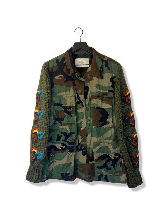 Tu Lize' Uncycled Embroidered Military Jacket, Size M/L