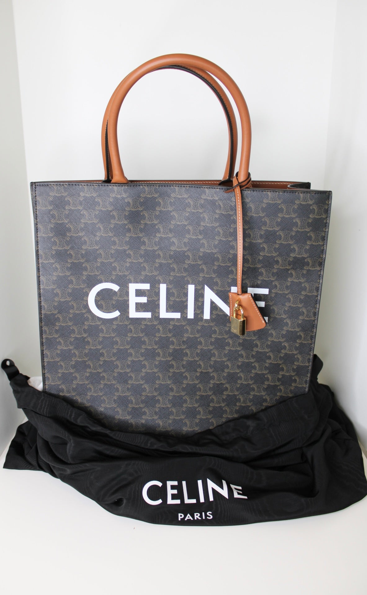 Celine Vertical Cabas Triomphe Large Tote in Tan