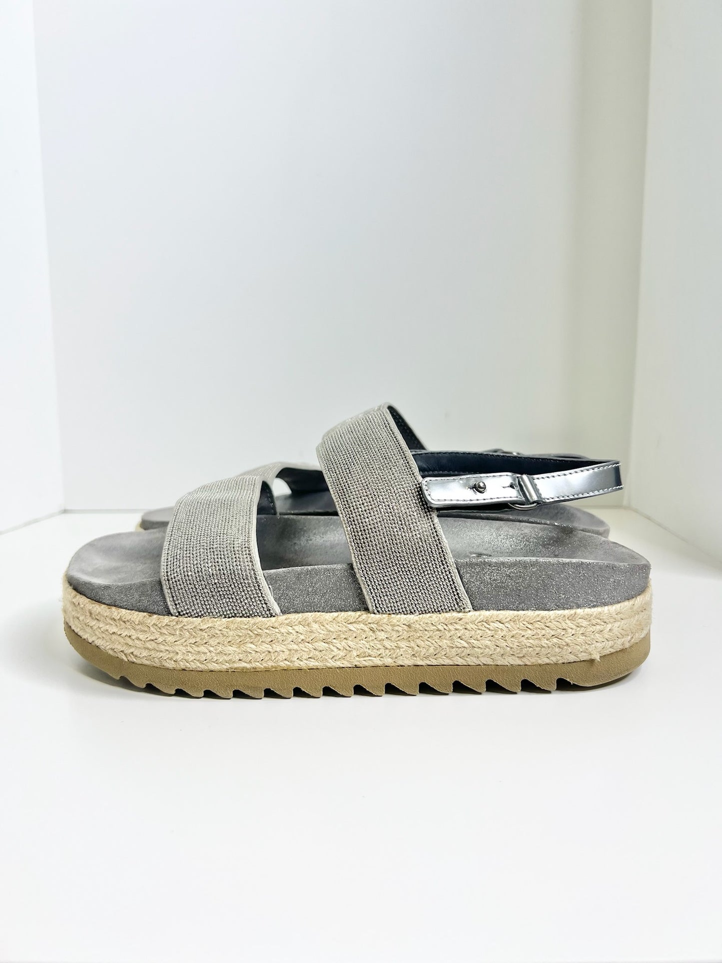 Brunello Cucinelli Two Band Embellished Sandals, Size 38