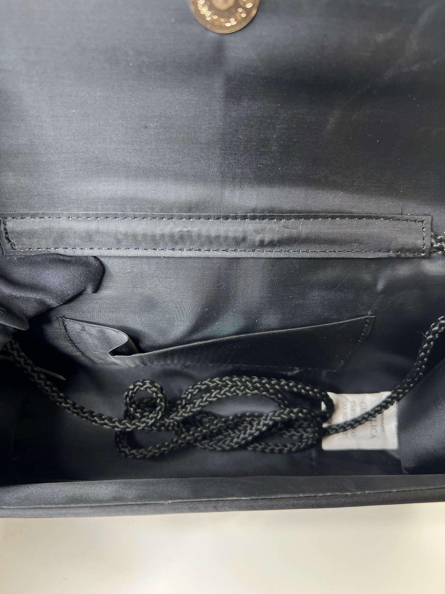 Black Satin Purse w/ Mirrored Gold Detail