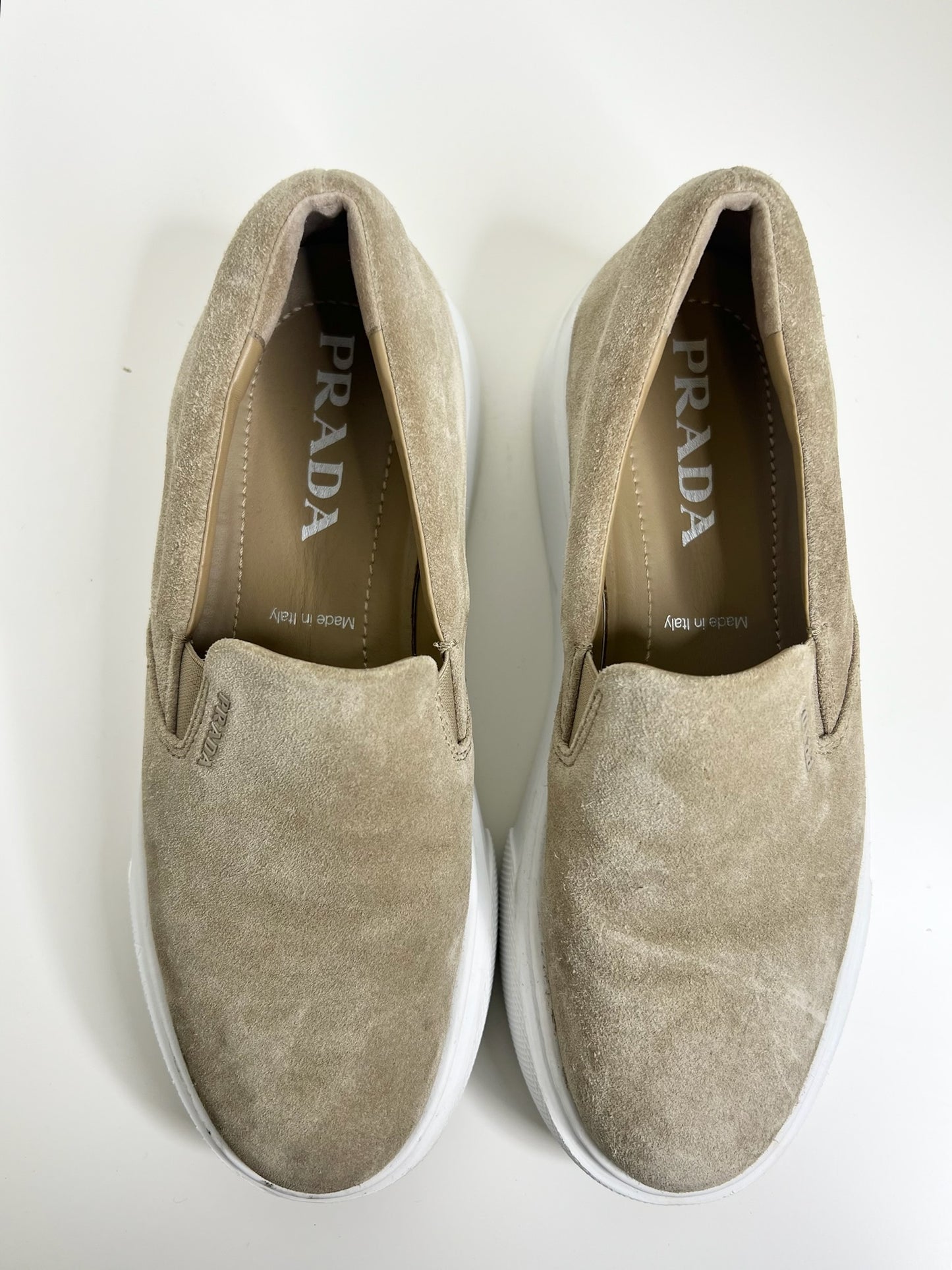 Prada Suede Slip-On Sneakers, Size 38