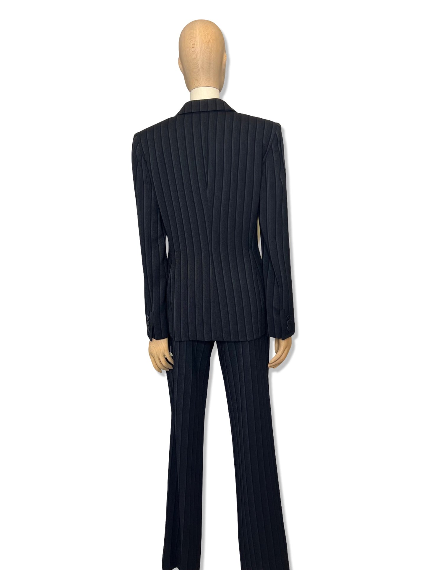 Armani Collezioni Black & Gray Striped Tailored 2-Piece Suit (Jacket and Pants), Size 4