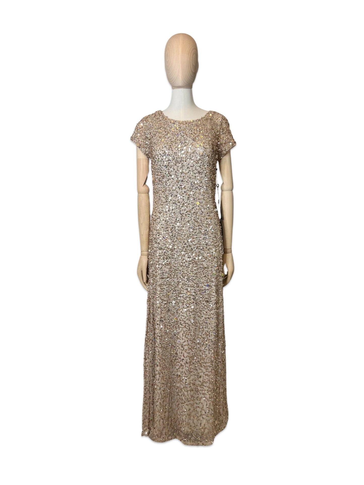 NWT! Adrianna Papell Scoop Back Sequin Gown, Size 8 Petite