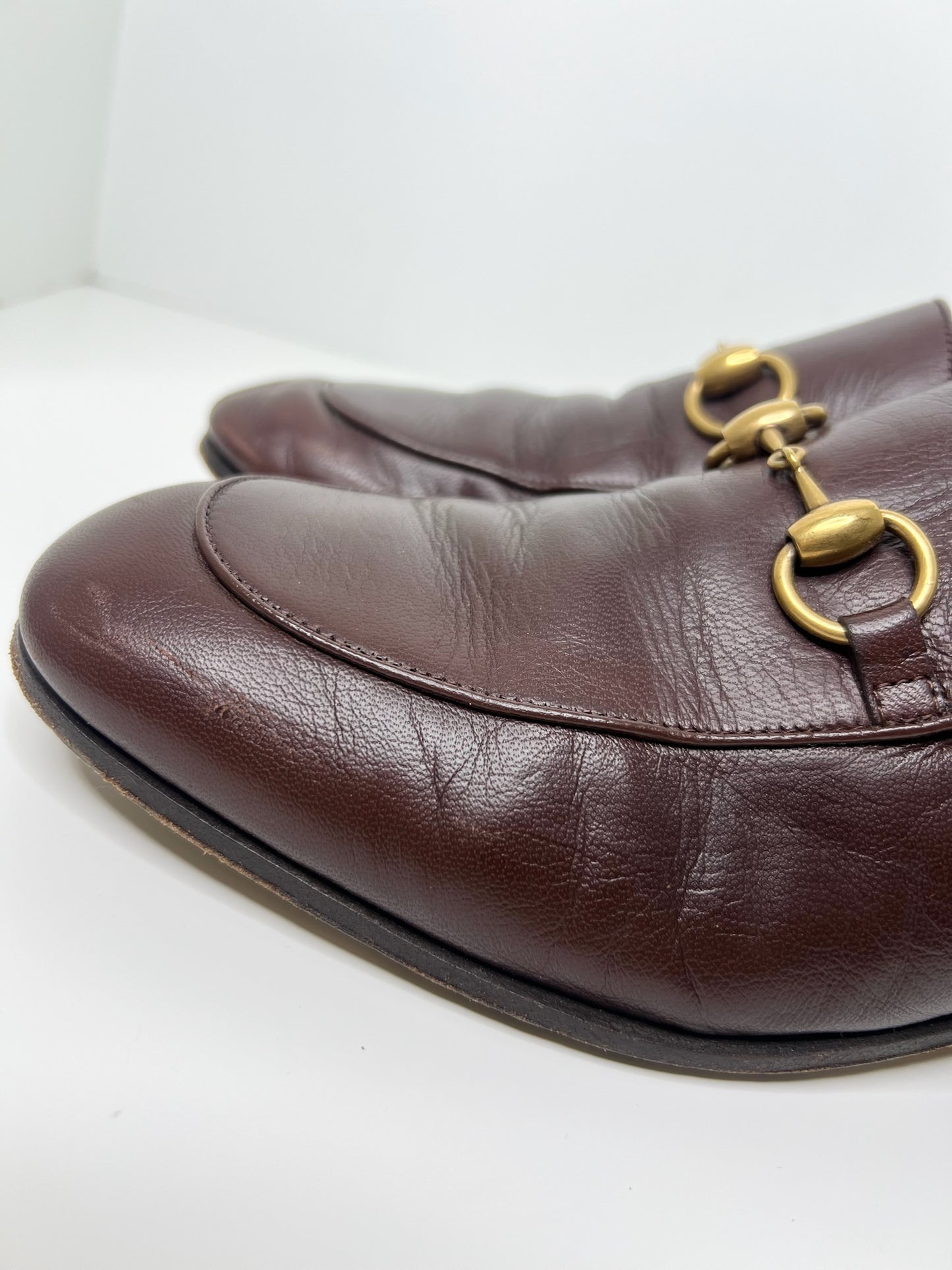 Gucci Brown Goatskin Men's Horsebit Loafers, Size 7
