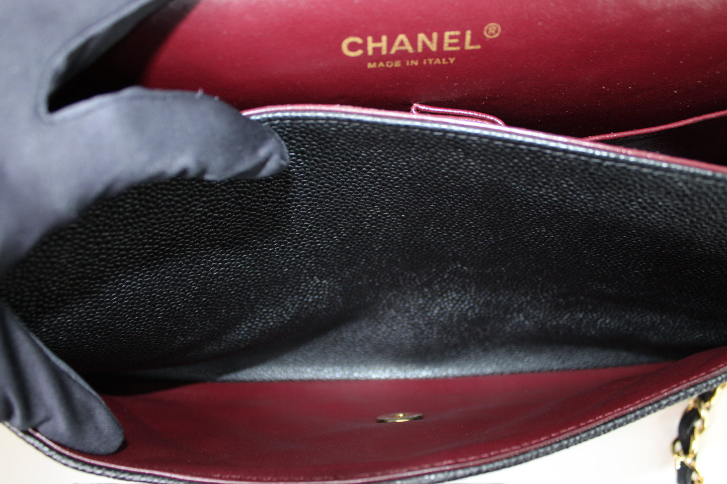Chanel Black Caviar Quilted Jumbo Double Flap