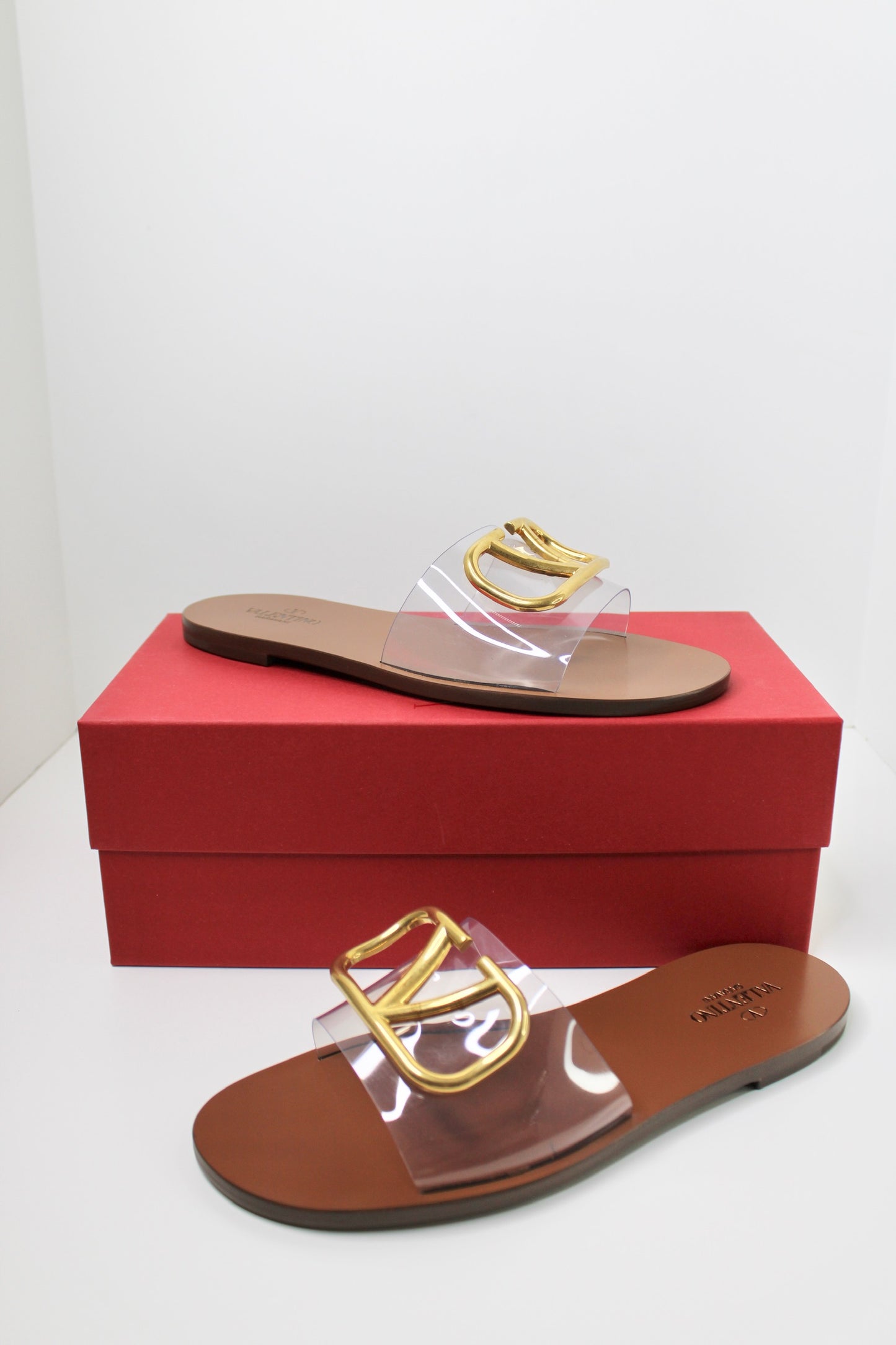 Valentino Garavani Vlogo Signature Transparent Slide, Size 38