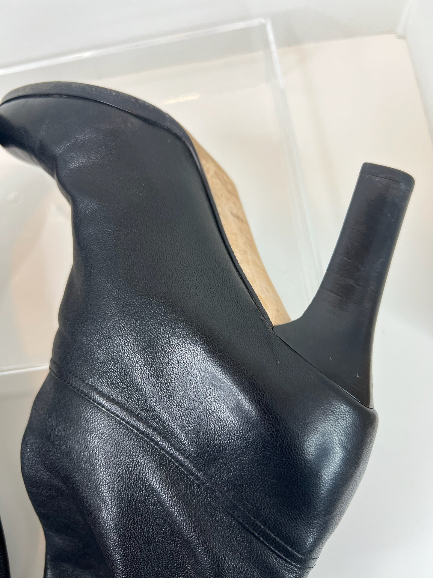 Jimmy Choo Black Leather Over-The-Knee Boots, Size 37