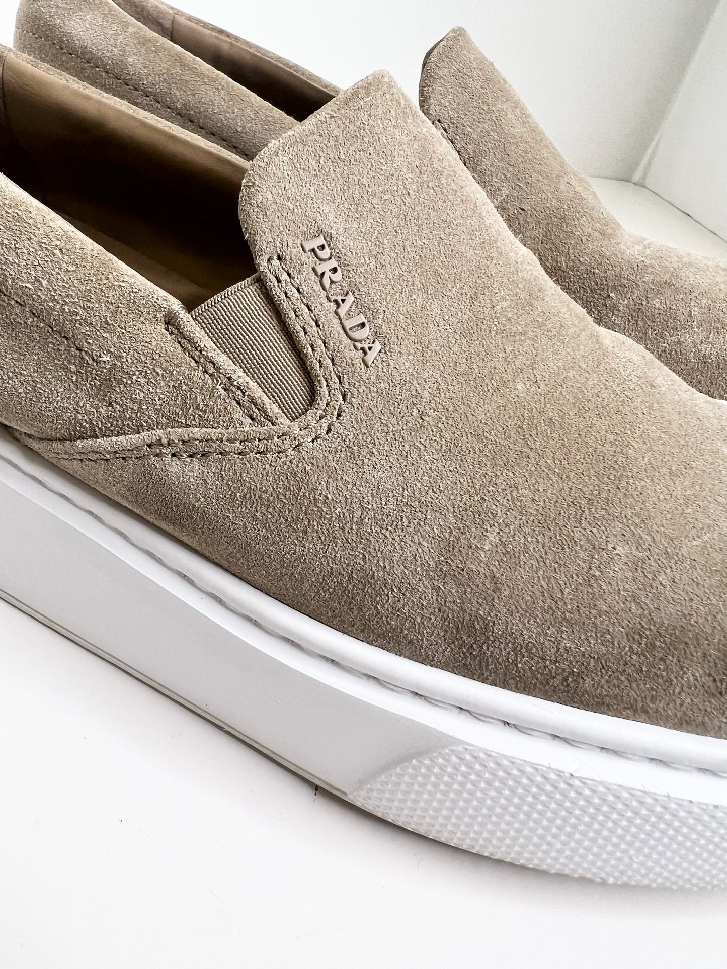 Prada Suede Slip-On Sneakers, Size 38