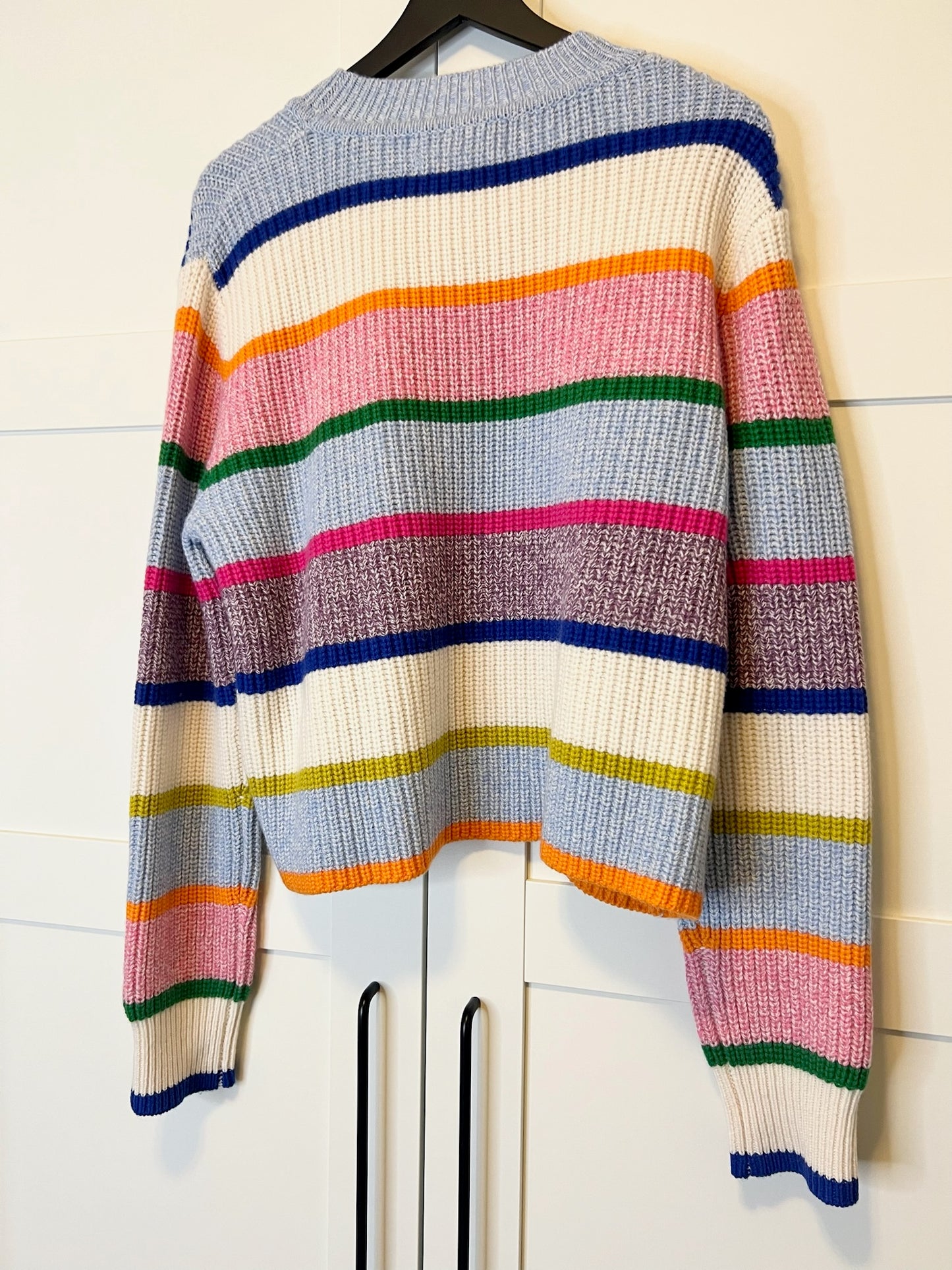 La Ligne Colorful Stripe Crewneck Sweater, Size L
