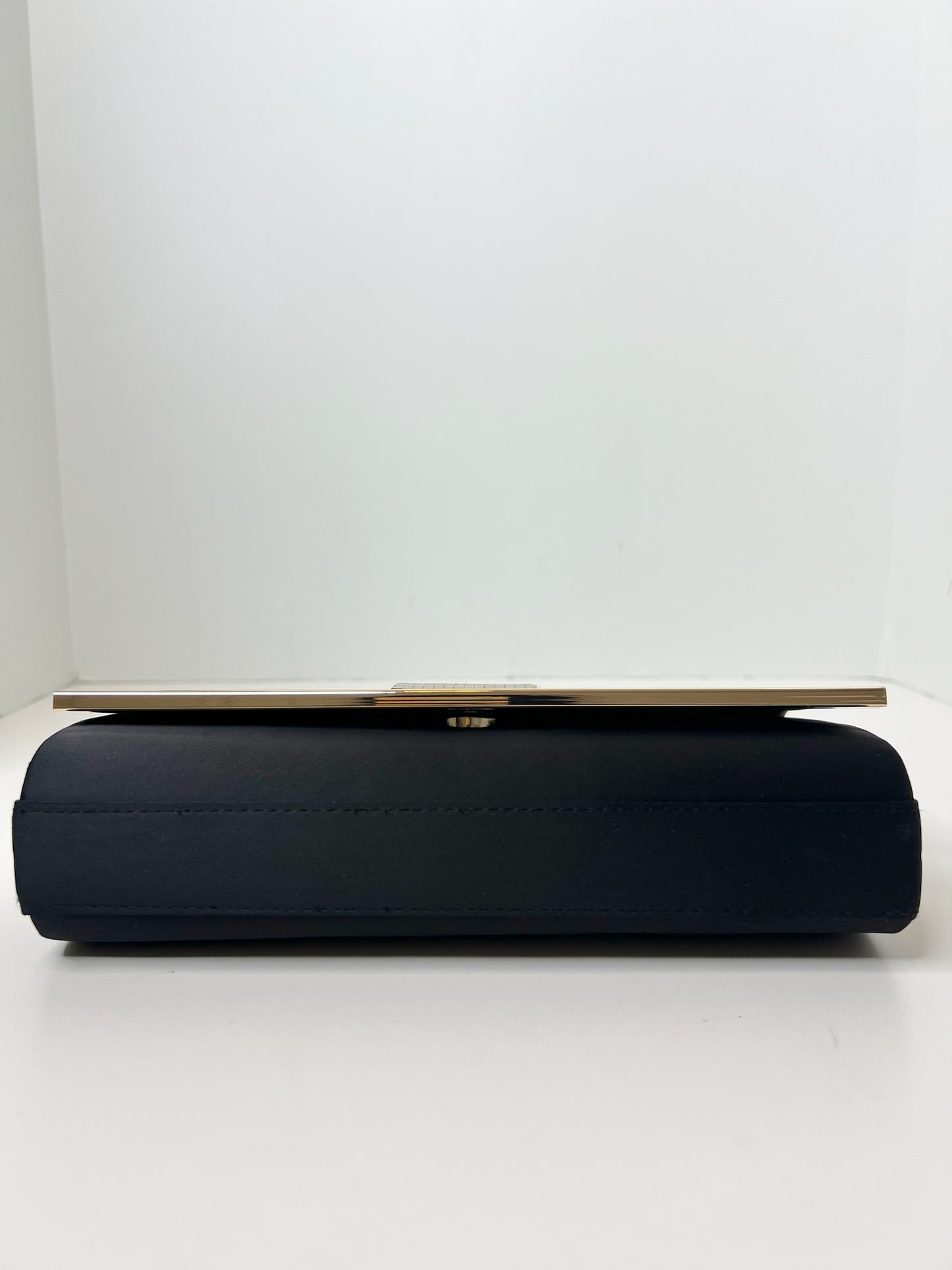 Black Satin Purse w/ Mirrored Gold Detail