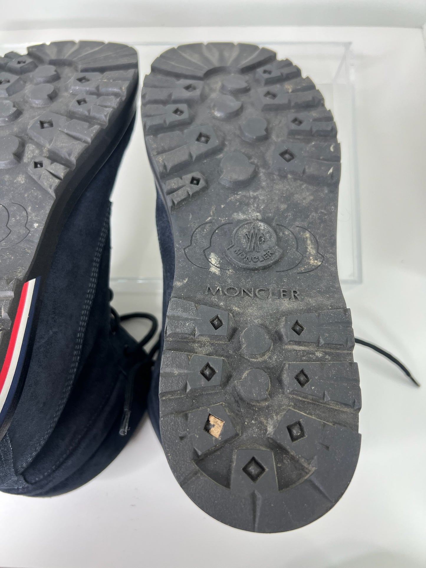 Moncler Navy Suede Combat Boots, Size 45
