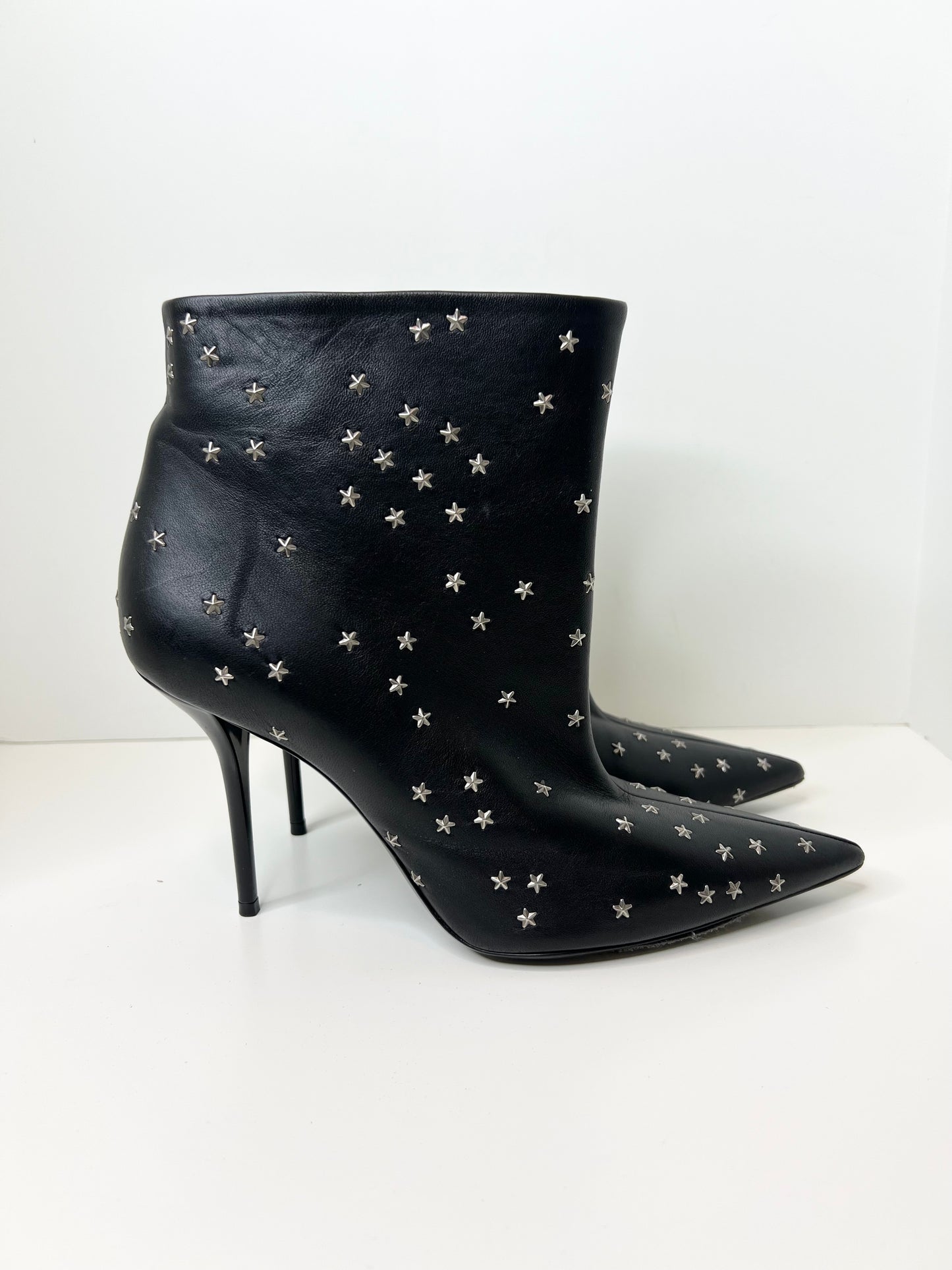 Saint Laurent Pierre Star-Embellished 95 Leather Boots, Size 40
