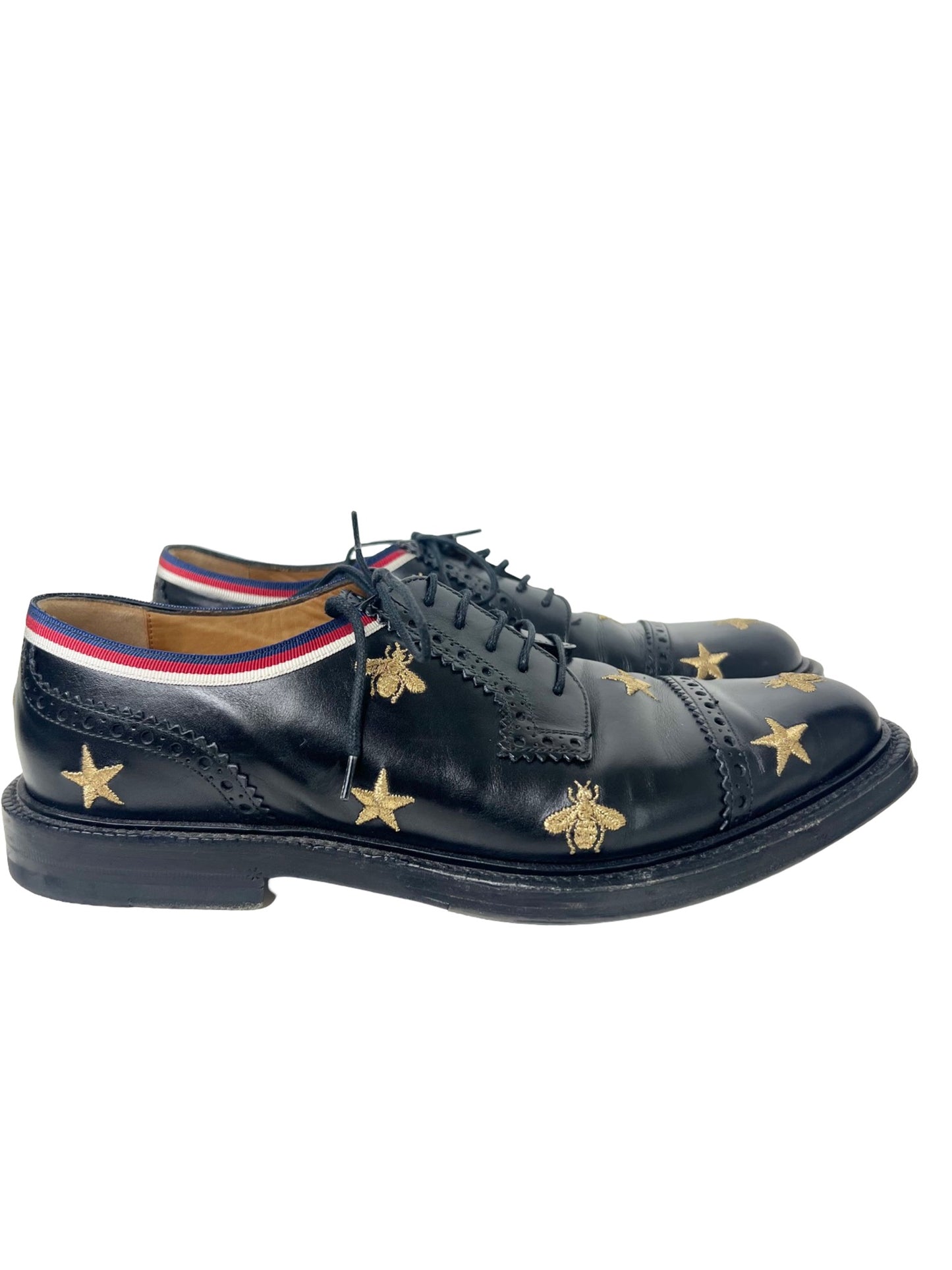 Gucci Sylvie Web Accent Men's Leather Derby Shoes, Size 7