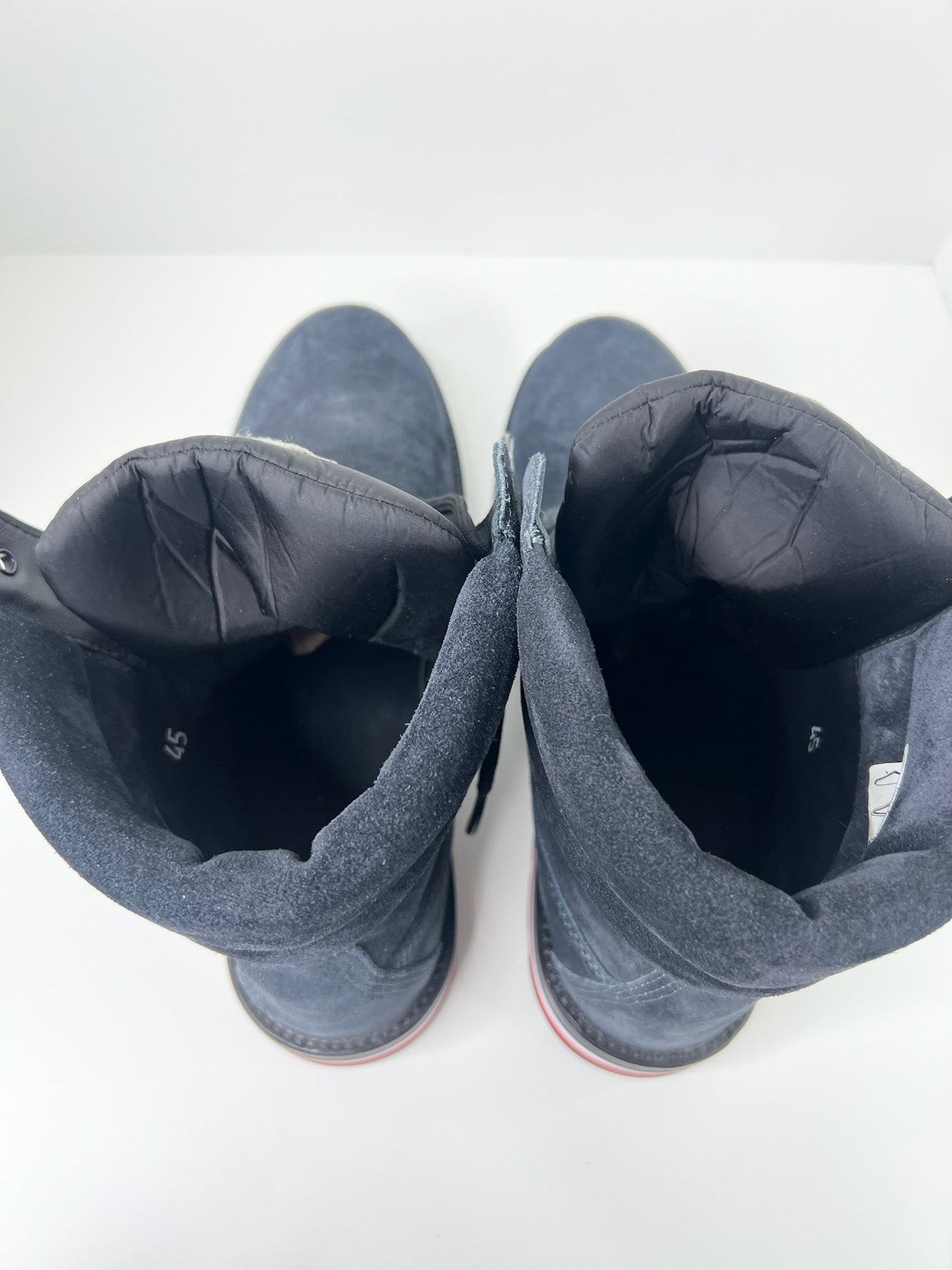 Moncler Navy Suede Combat Boots, Size 45