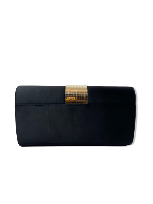 Black Satin Purse w/ Mirrored Gold Detail