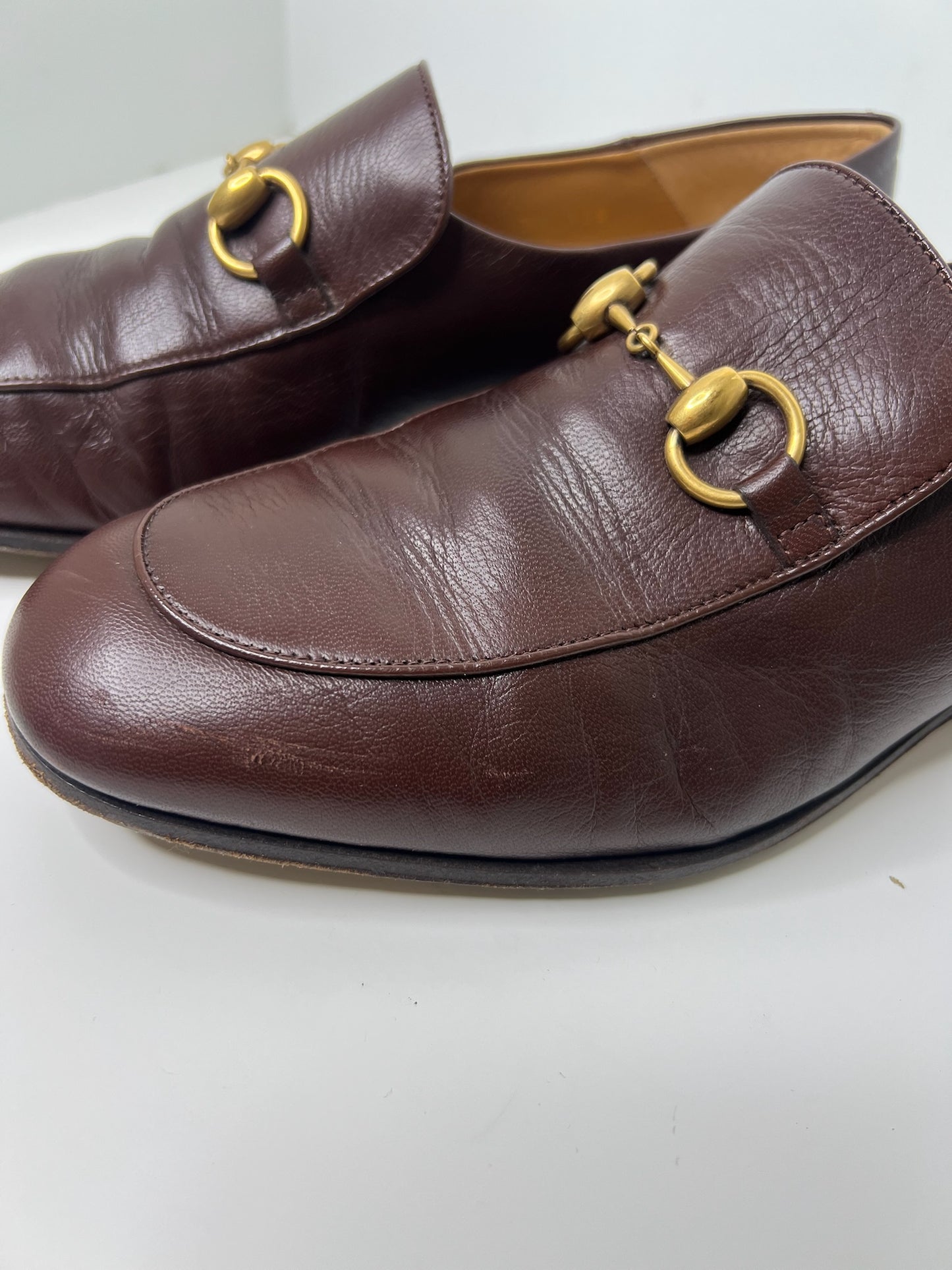 Gucci Brown Goatskin Men's Horsebit Loafers, Size 7