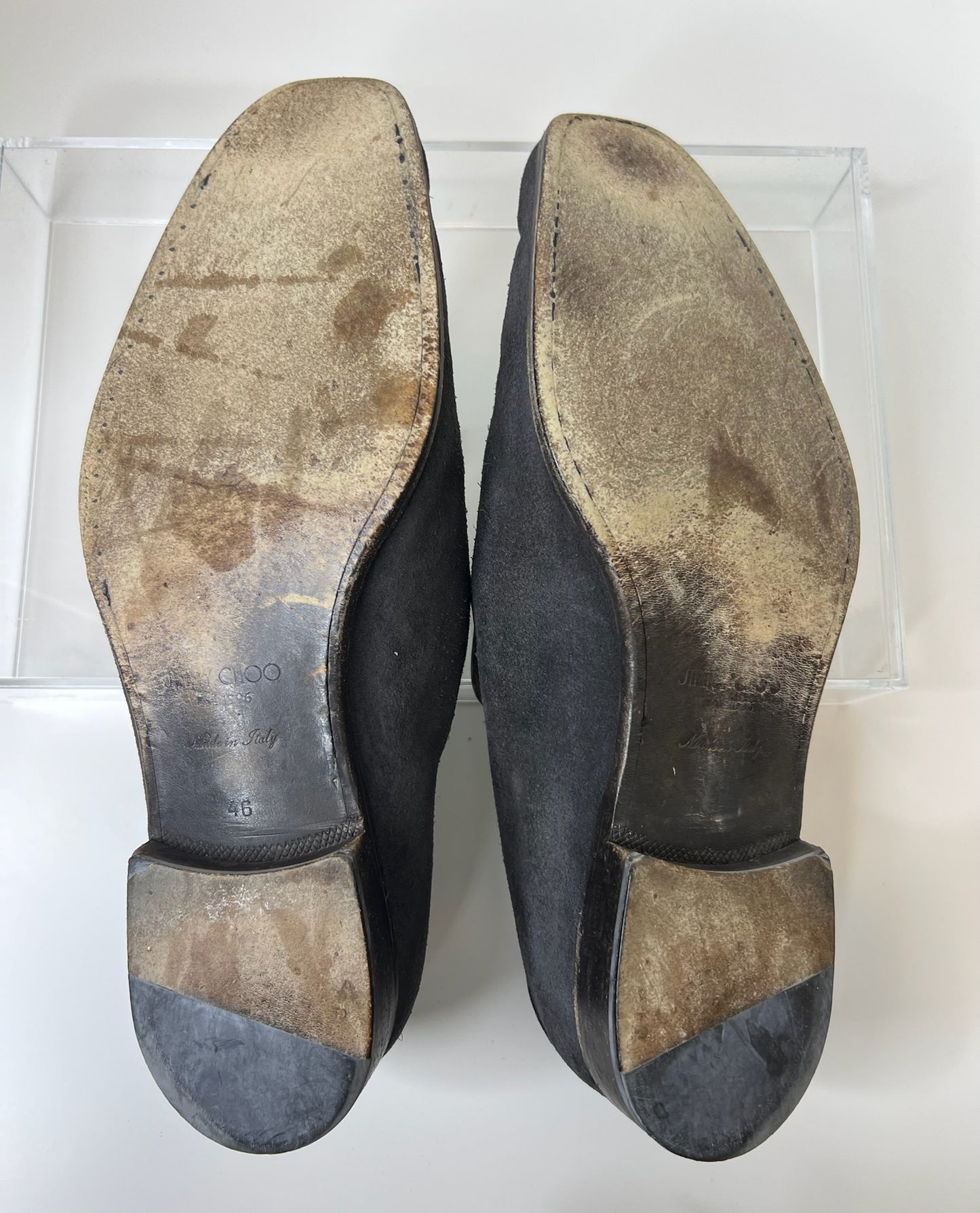 Jimmy Choo Brown Suede and Leather Foxley Tassel Loafers, Size 46