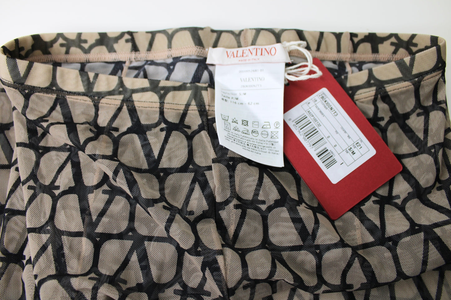 Valentino Garavani Toile Iconographe Tulle Tights, Size S/M