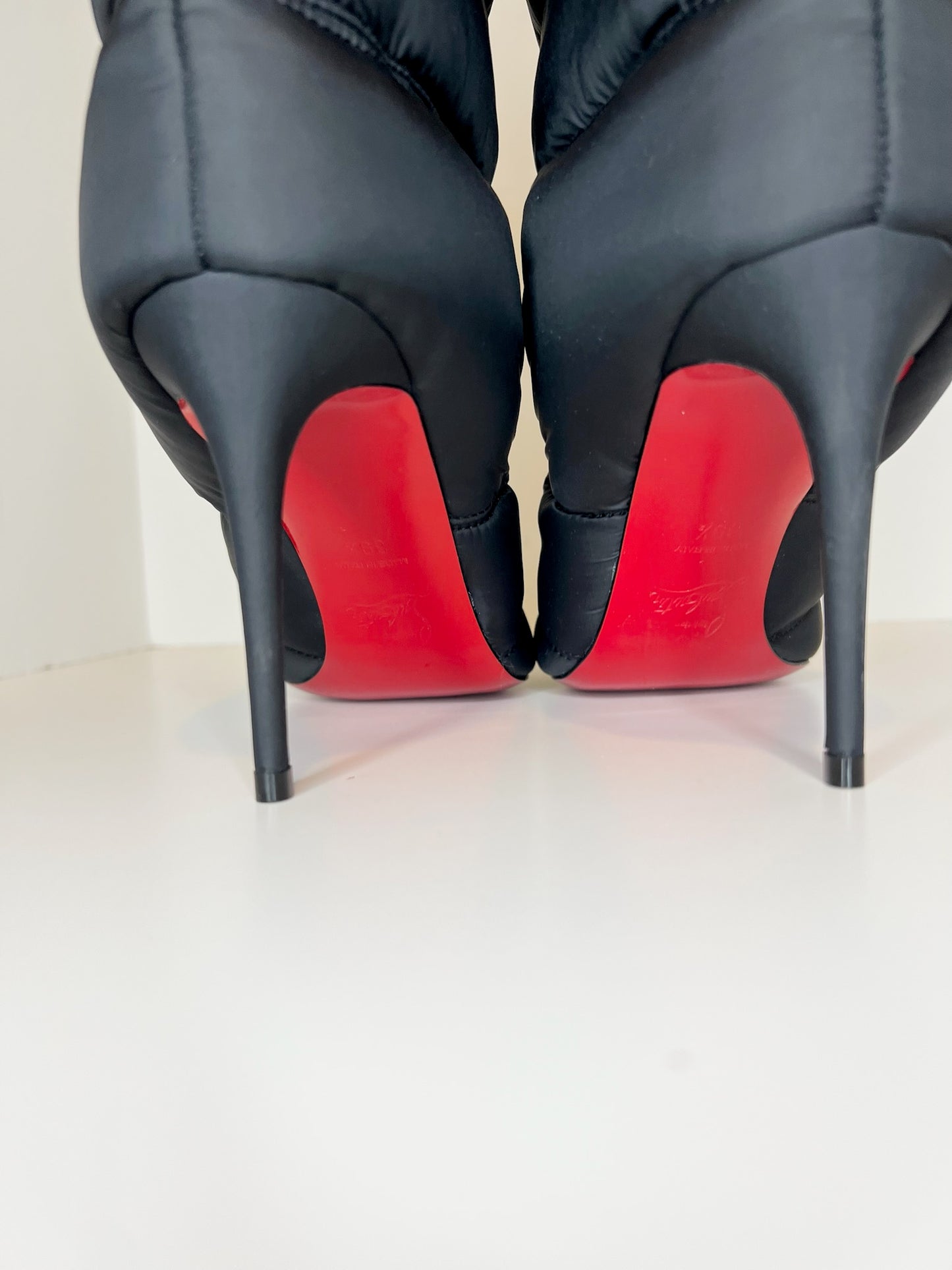 Christian Louboutin Nylon Astro Pointue Padded 85 Ankle Boot, Size 38