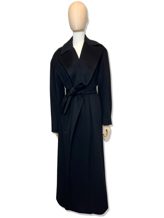Calvin Klein Black Wool Tie Overcoat, Size 4